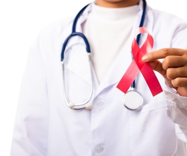 Woman,Medical,Doctors,In,Uniform,Holding,Support,Hiv,Aids,Awareness